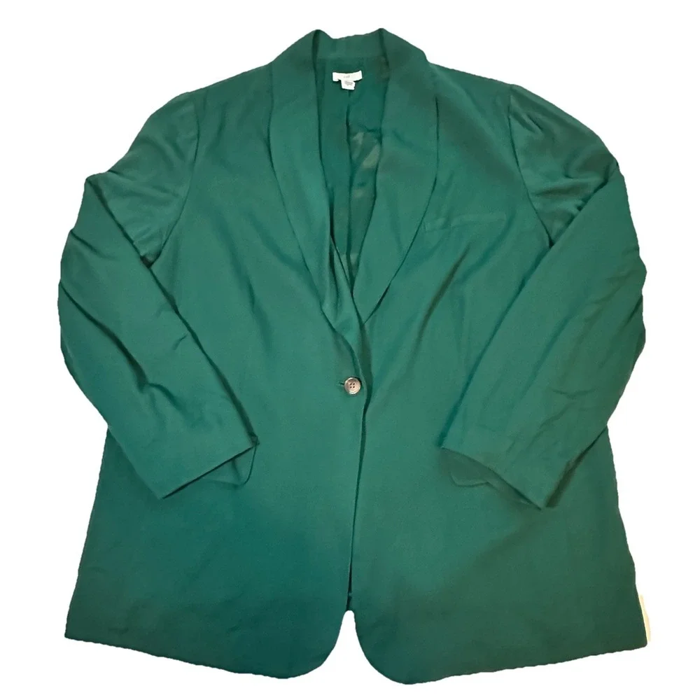 J Jill Blazer Lined Jacket Hunter Green‎ Boxwood Pockets Women's SIZE XL